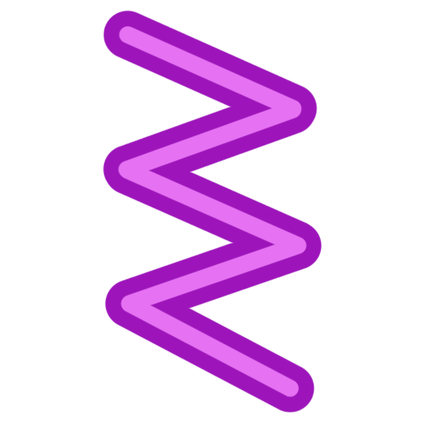 a glyph for the letter S in two toned magenta. It is a vertical zigzag shape.